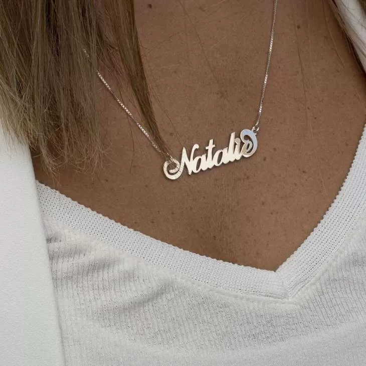 14K Solid Gold Carrie Style Name Necklace - 3 Sizes