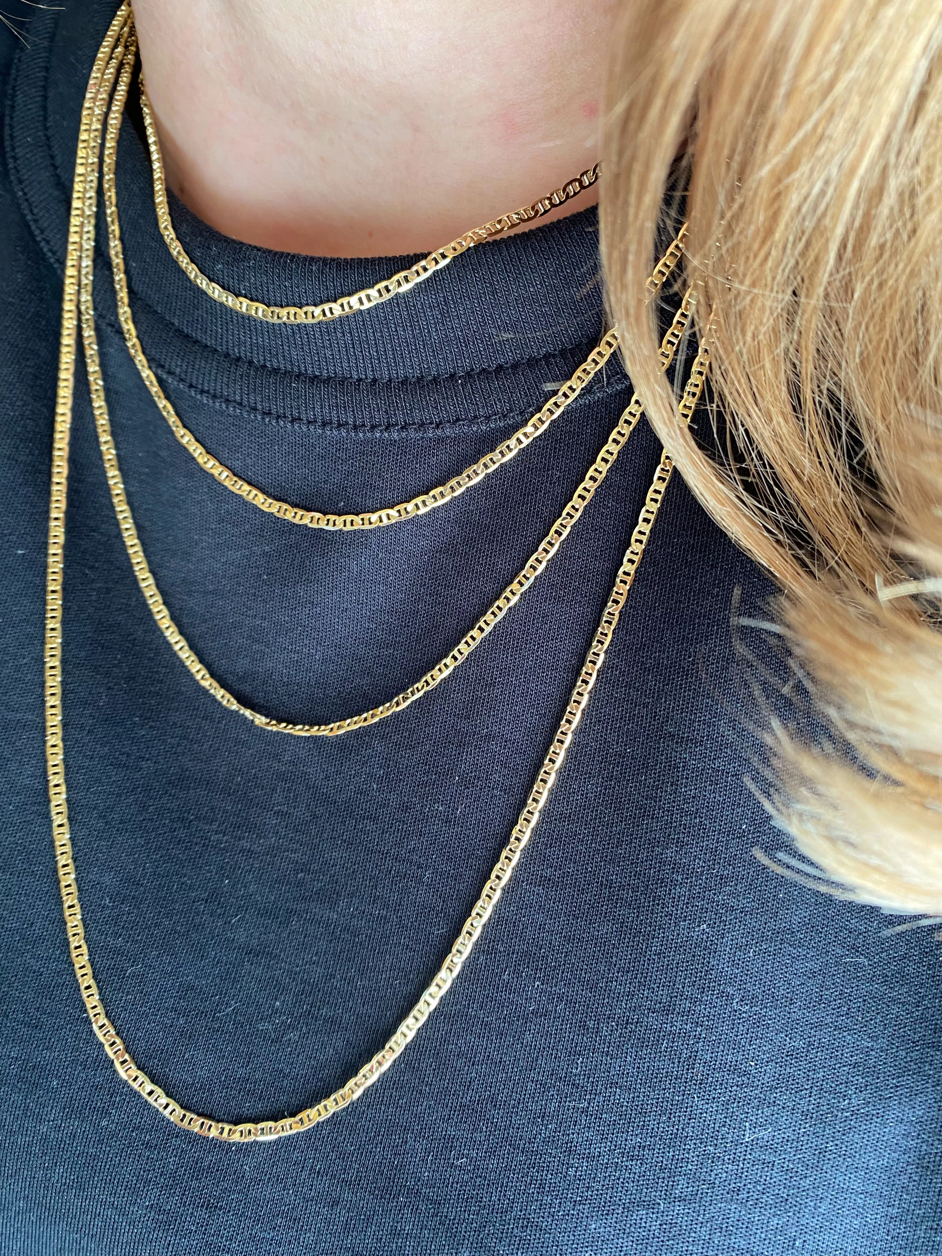 18k Gold Filled 2mm Flat Mariner Chain