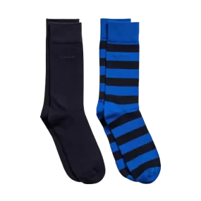 2 Pack Socks - Barstripe & Solid - Oak | Blue