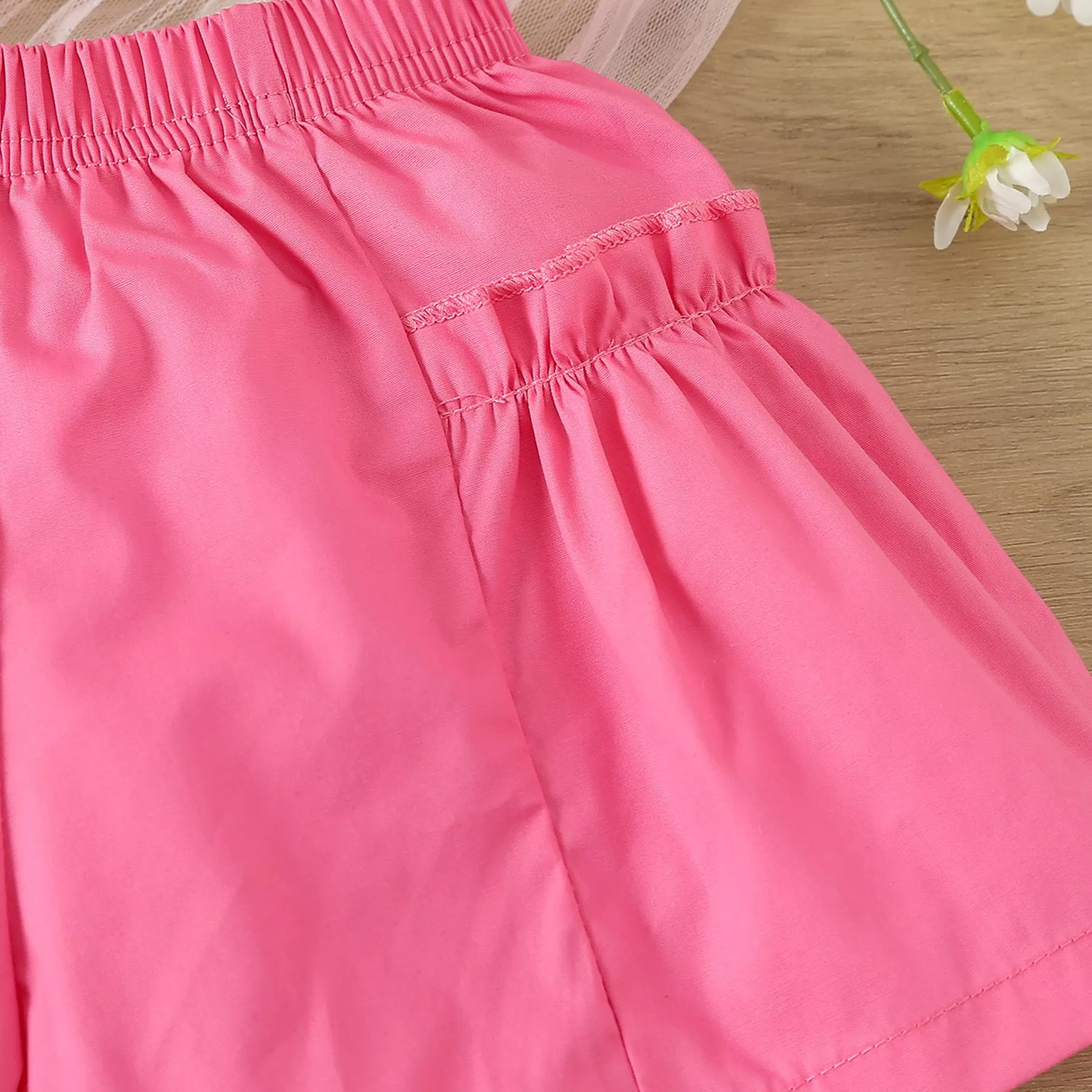 2 Pieces Set Baby Kid Girls Letters Tops And Solid Color Shorts Wholesale 24030185