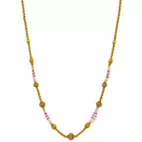 22K Yellow Gold Saanvi Beaded Chain w/ Rubies