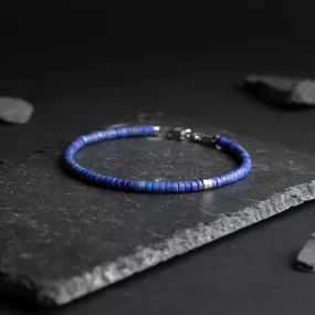 2mm Bracelet with matte Lapis Lazuli stones and titanium element