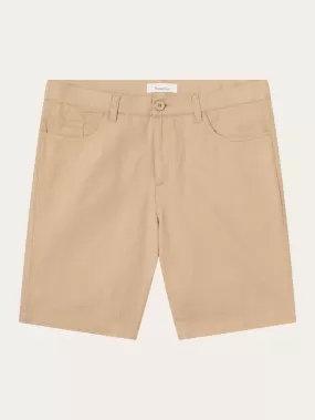 5-pocket cotton-linen blend twill shorts - Safari