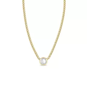 .84 ctw Rose Cut Round Diamond on Small Curb Chain Necklace