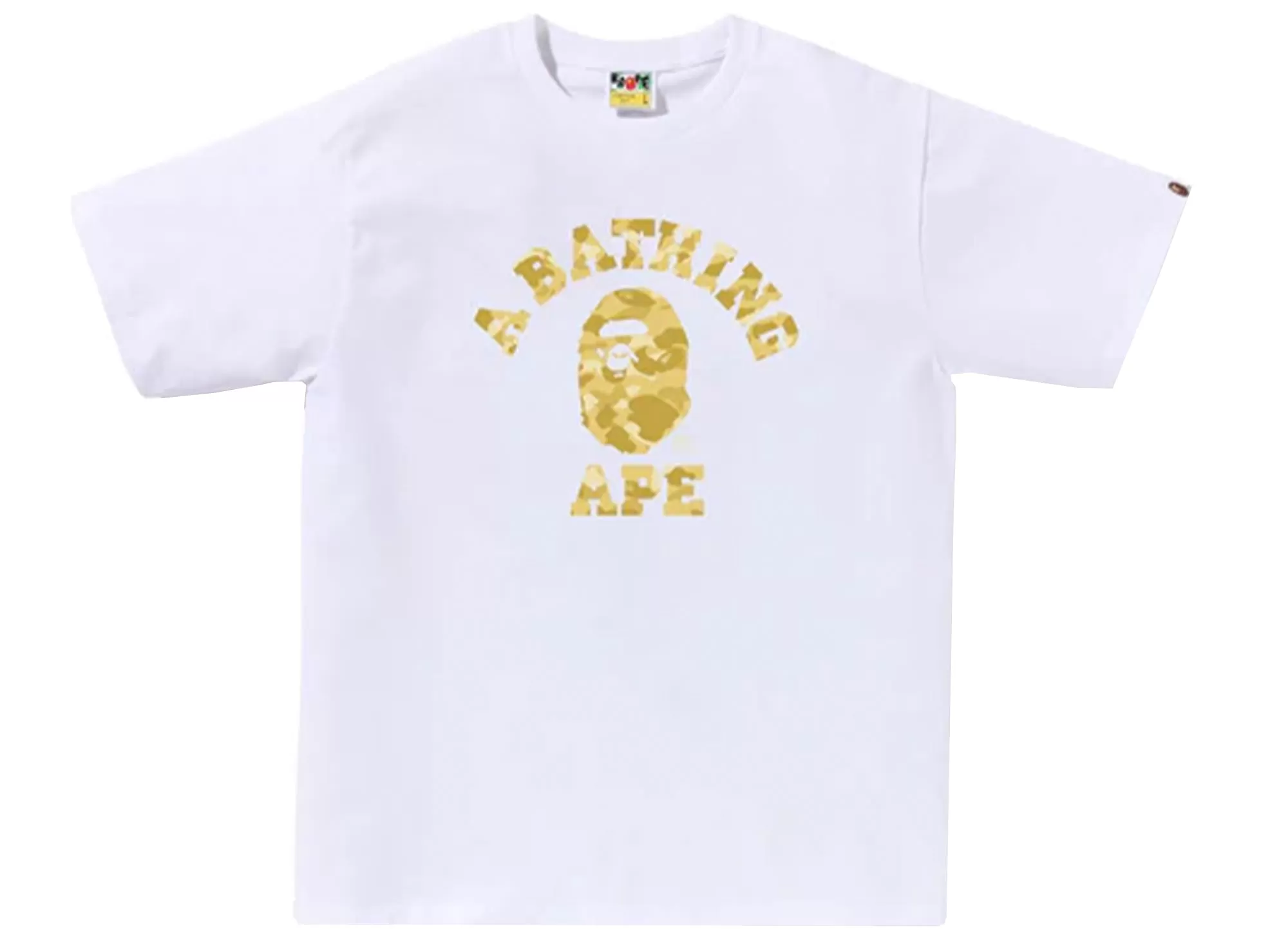 A Bathing Ape Color Camo College Tee in White/Yellow xld