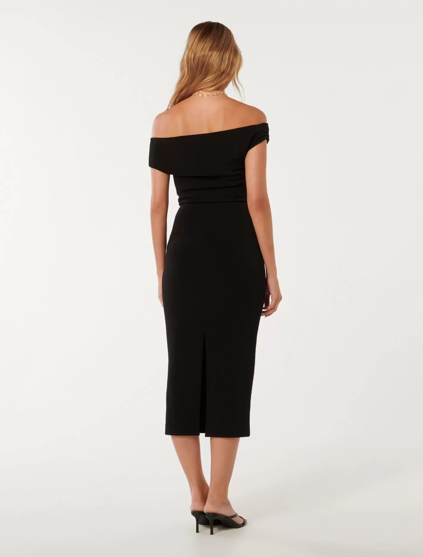 Alexa Tipped Shoulder Bodycon Midi Dress