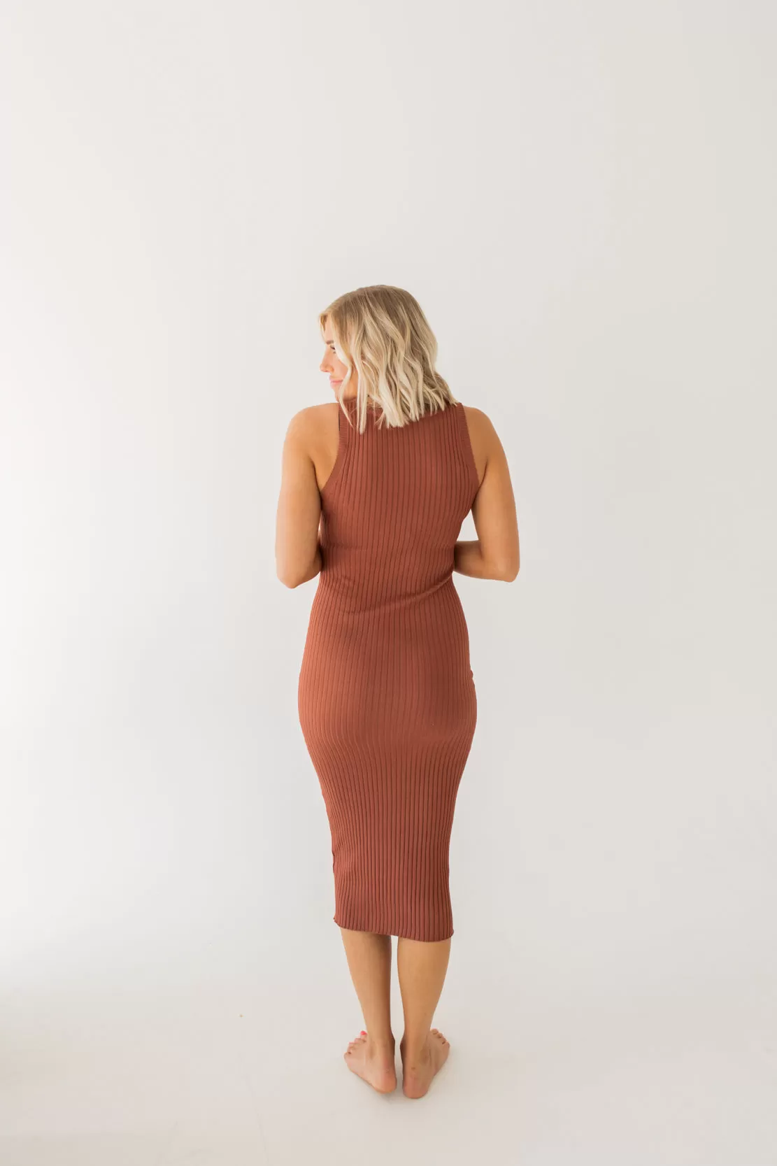 Amber Ribbed Bodycon Dress | Baked Clay