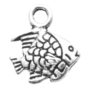 AVBeads Beach Fish Charms Silver 10mm x 9mm Metal Charms 10pcs