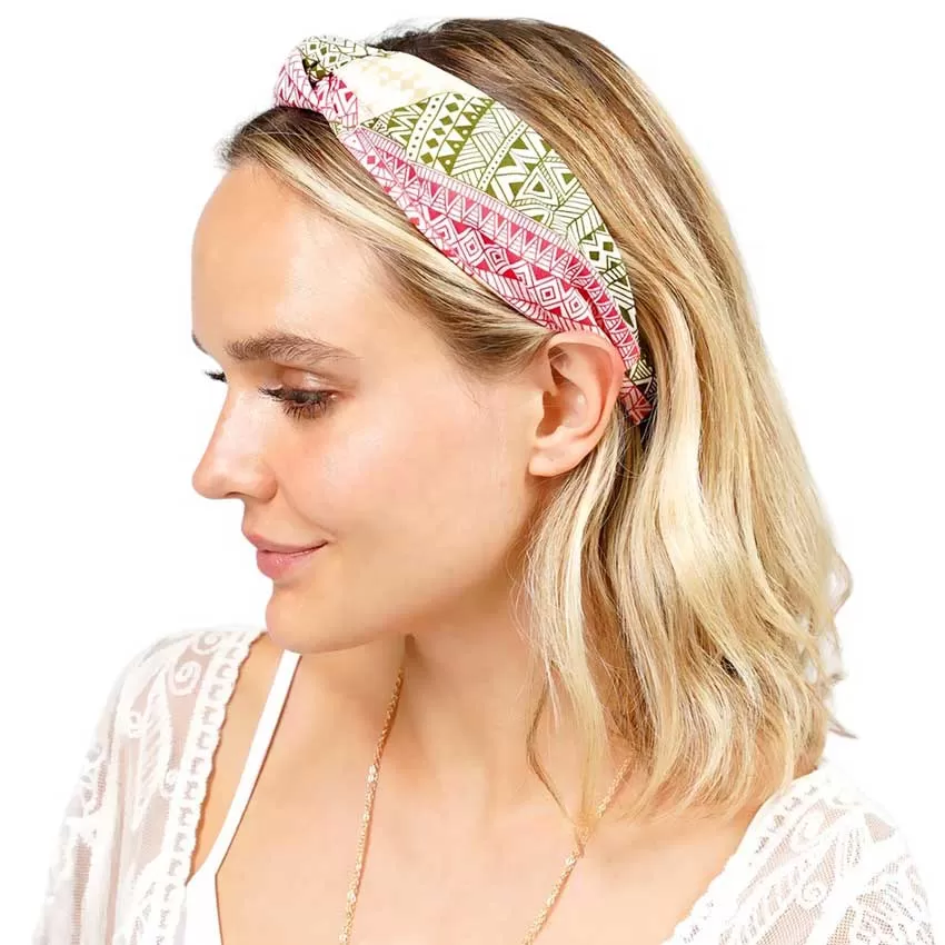 Aztec Patterned Burnout Knot Headband