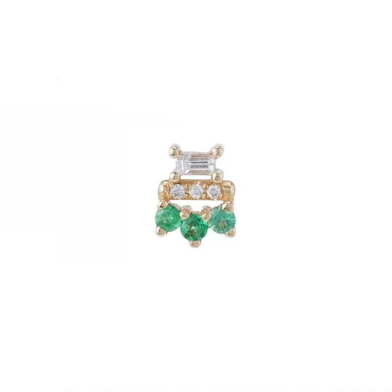 Baguette Emerald Lace Stud (Single)