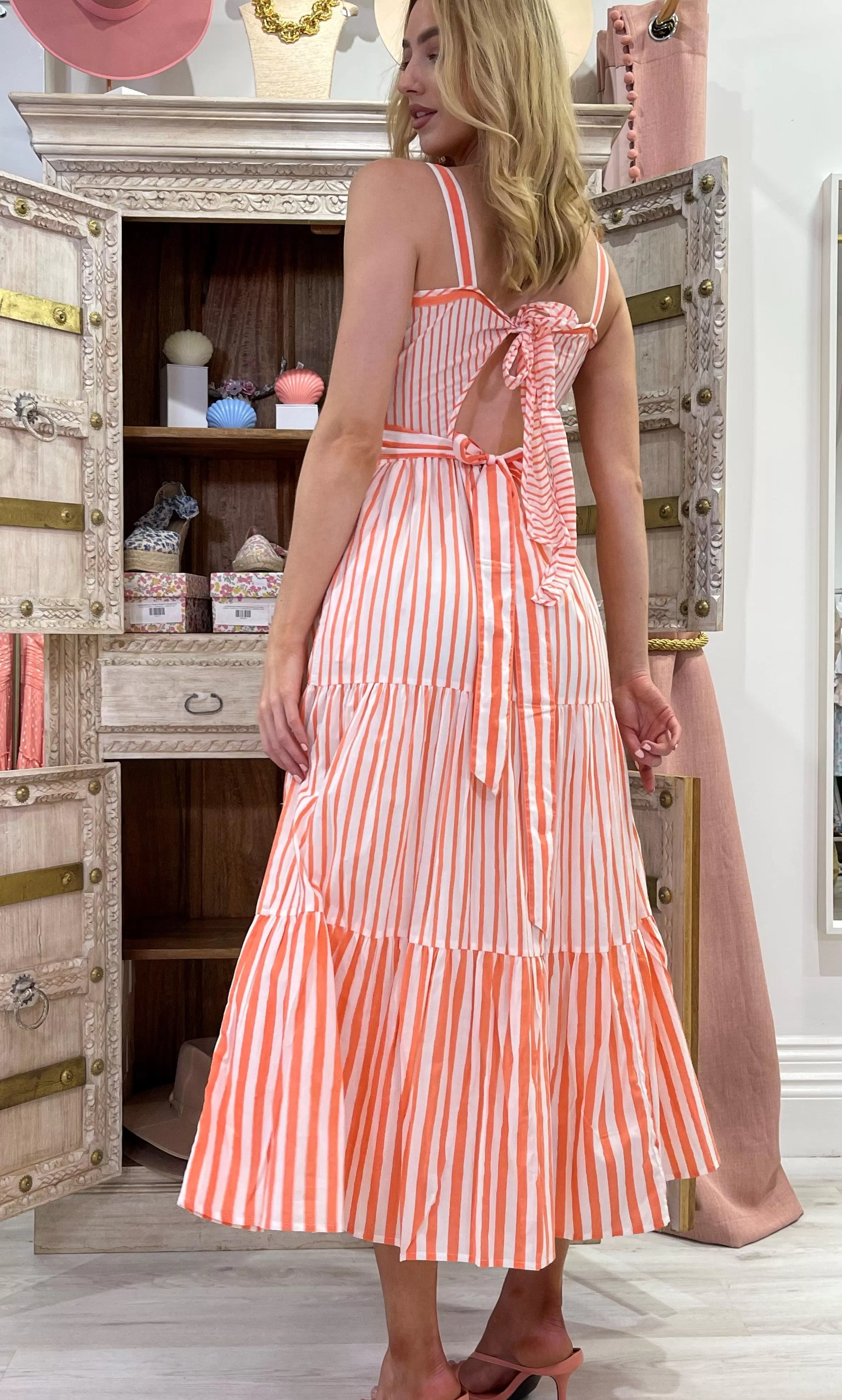 Betty Dress in Peach Stripe