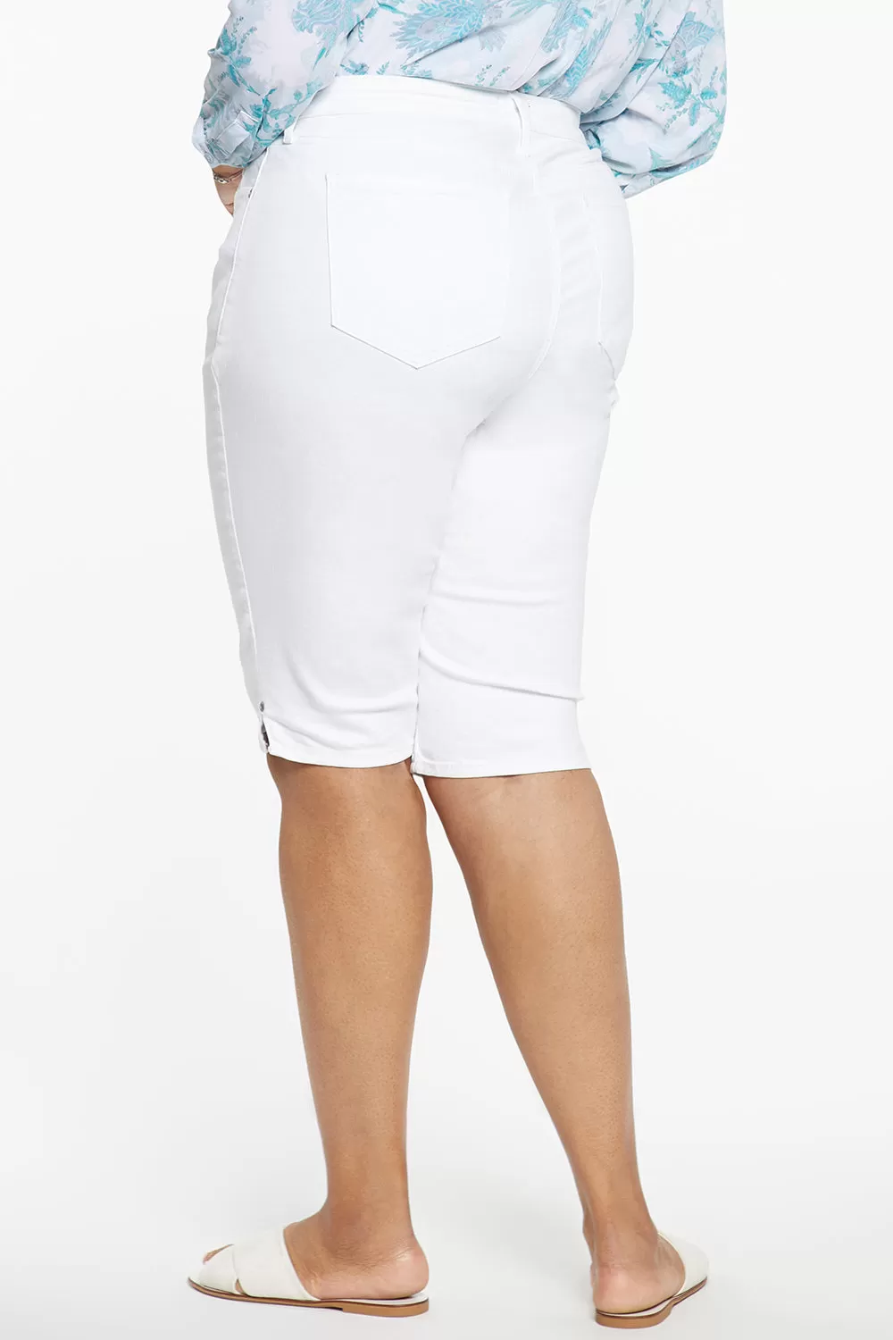 Bike Capri Jeans In Plus Size - Optic White