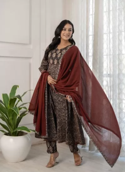 Black Kalamkari Print Premium Cotton Salwar Suit Set