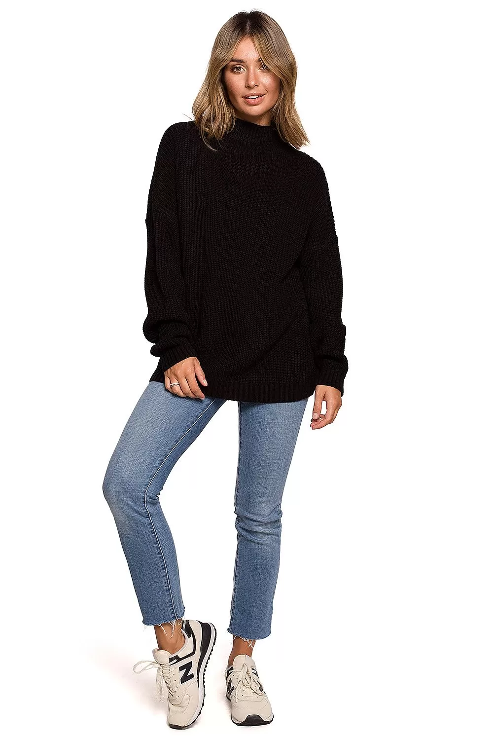 Black Loose Fit High Neck Sweater