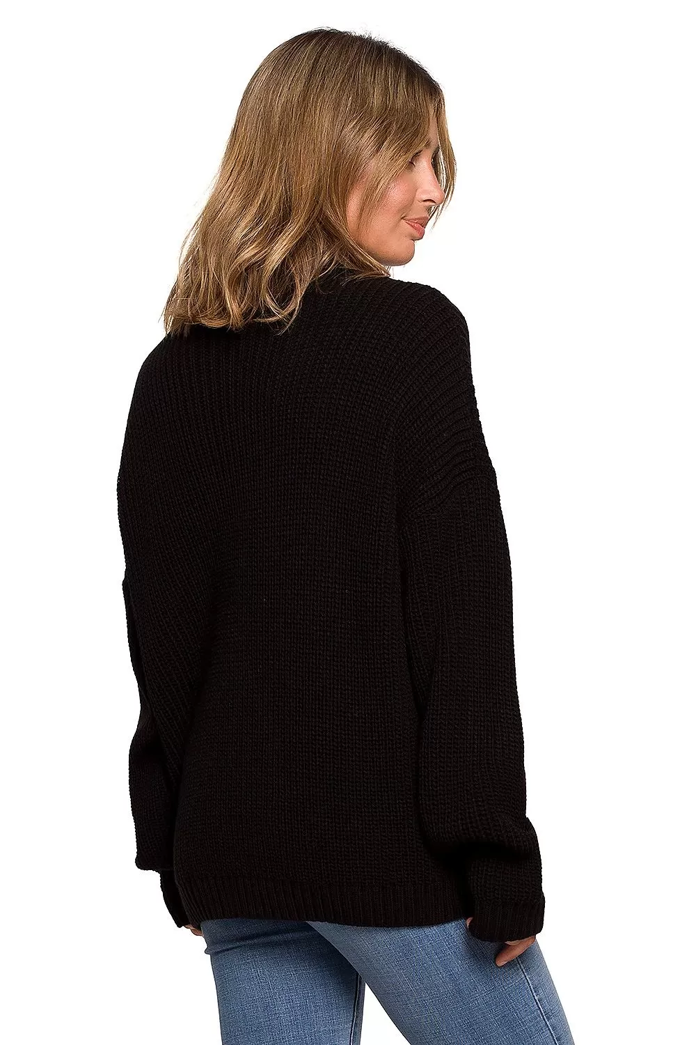 Black Loose Fit High Neck Sweater