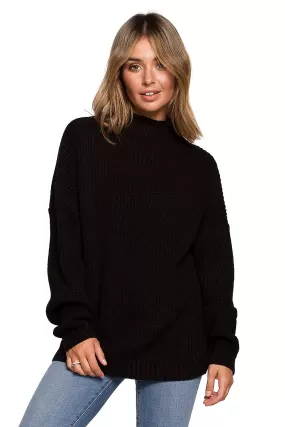 Black Loose Fit High Neck Sweater