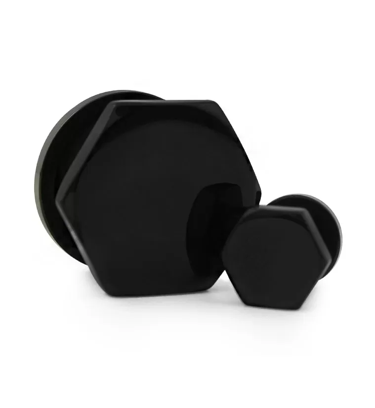 Black PVD Hexagon Single Flare Stainless Steel Tunnels