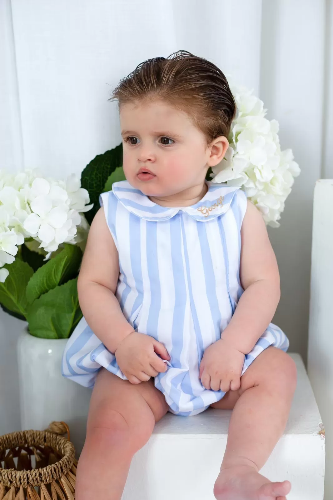 Boys Blue Stripe Romper