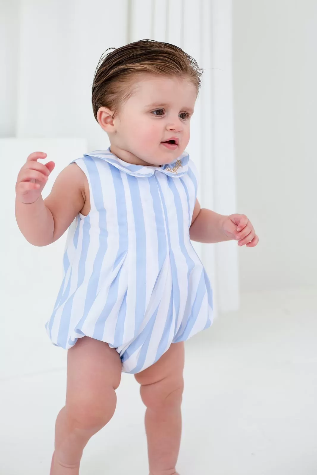 Boys Blue Stripe Romper