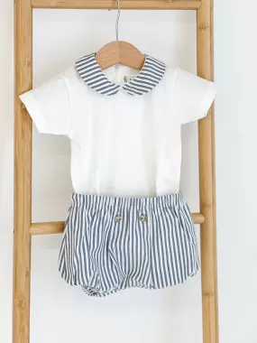 Boys Rapife Dark Blue Stripe Bloomer and Vest Set