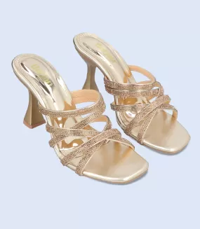 BW8695-GOLDEN-Women Formal Slipper Heels