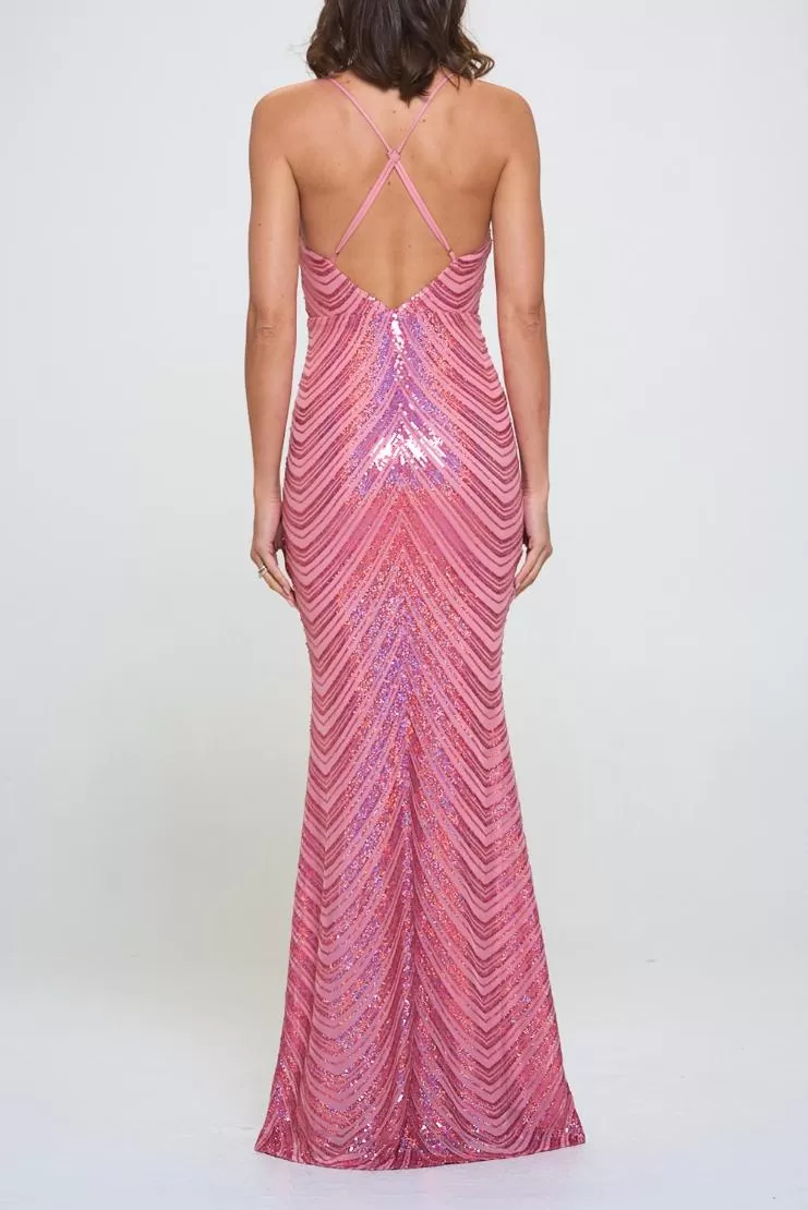 Candy Sequin Pink Miaxi Gown