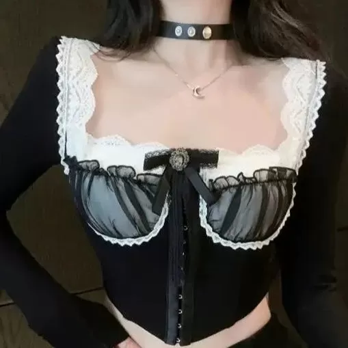 Carlissa Dark Ethereal Aesthetic Bustier Crop Top