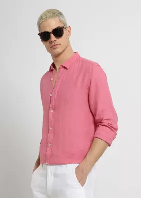 Carmine Pink Pure Irish Linen Shirt