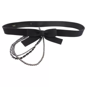 Chanel 02A Vintage Black Felt Bow Chain Belt - 80 / 32