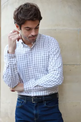 Chemise Clovis col boutonné à carreaux - Carreaux Ecru