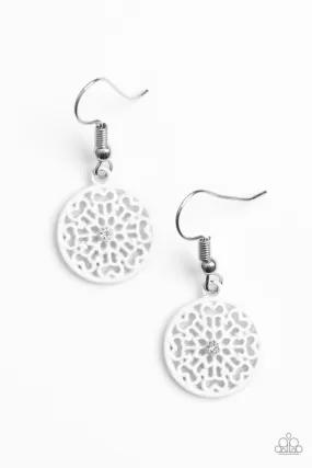 Colorfully Capricious White Earrings - Paparazzi Accessories