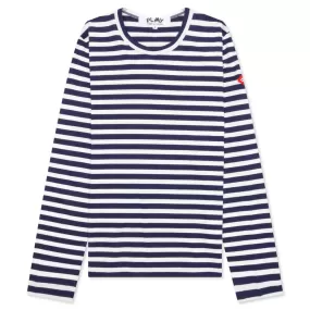 Comme des Garcons PLAY x the Artist Invader Women's Striped L/S Tee - Blue/White