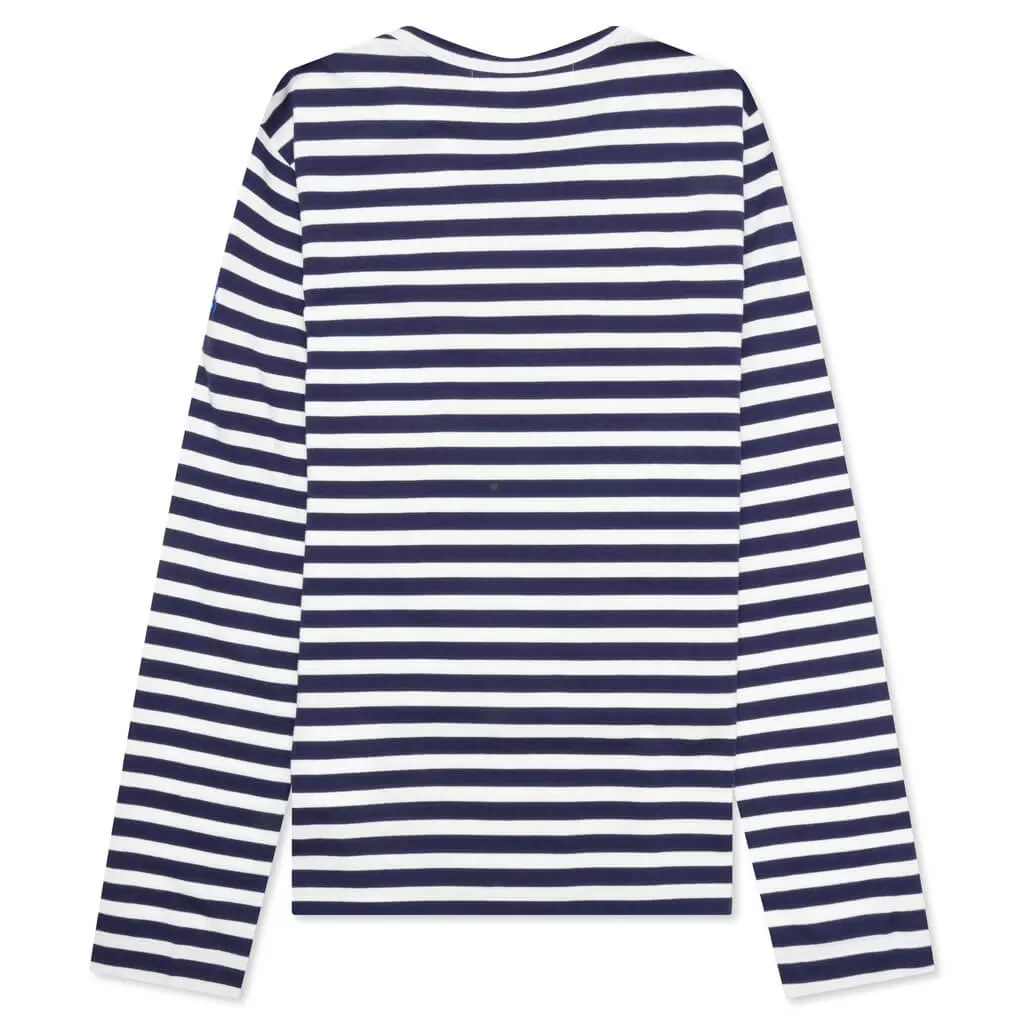 Comme des Garcons PLAY x the Artist Invader Women's Striped L/S Tee - Blue/White