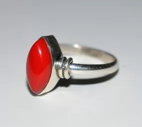 Coral 925 Solid Sterling Silver Handmade Statement Ring