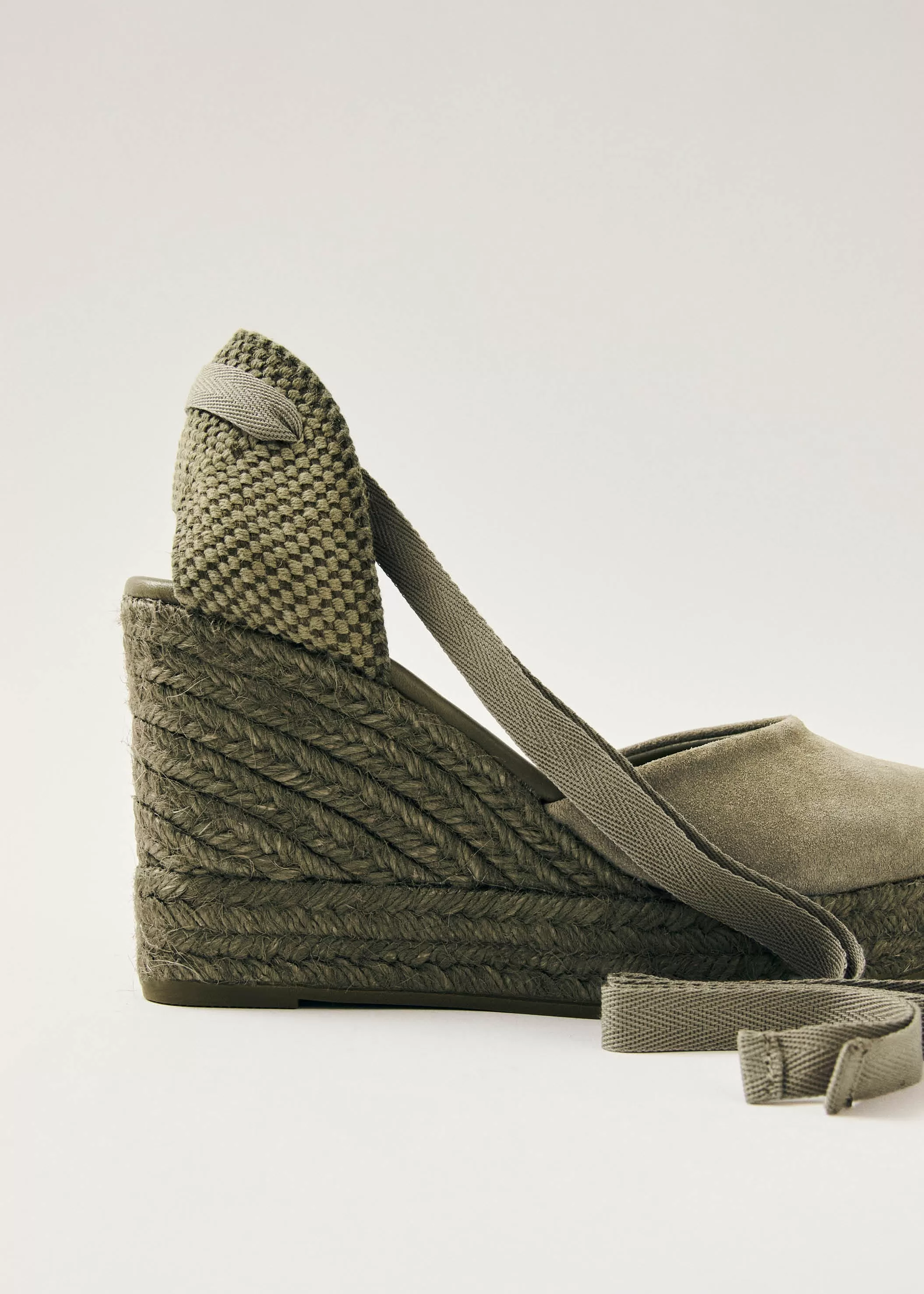 Cordelia Suede Green Leather Espadrilles