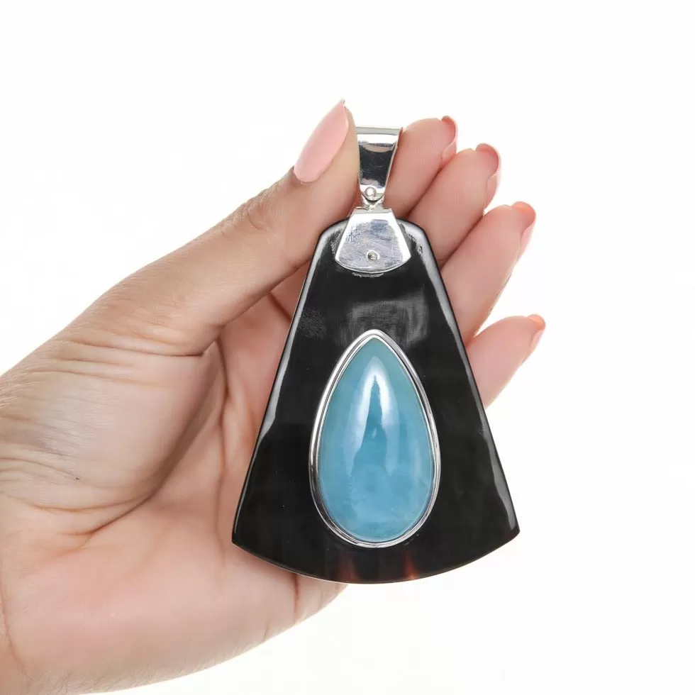 Cow Horn Larimar Pendant Vaca