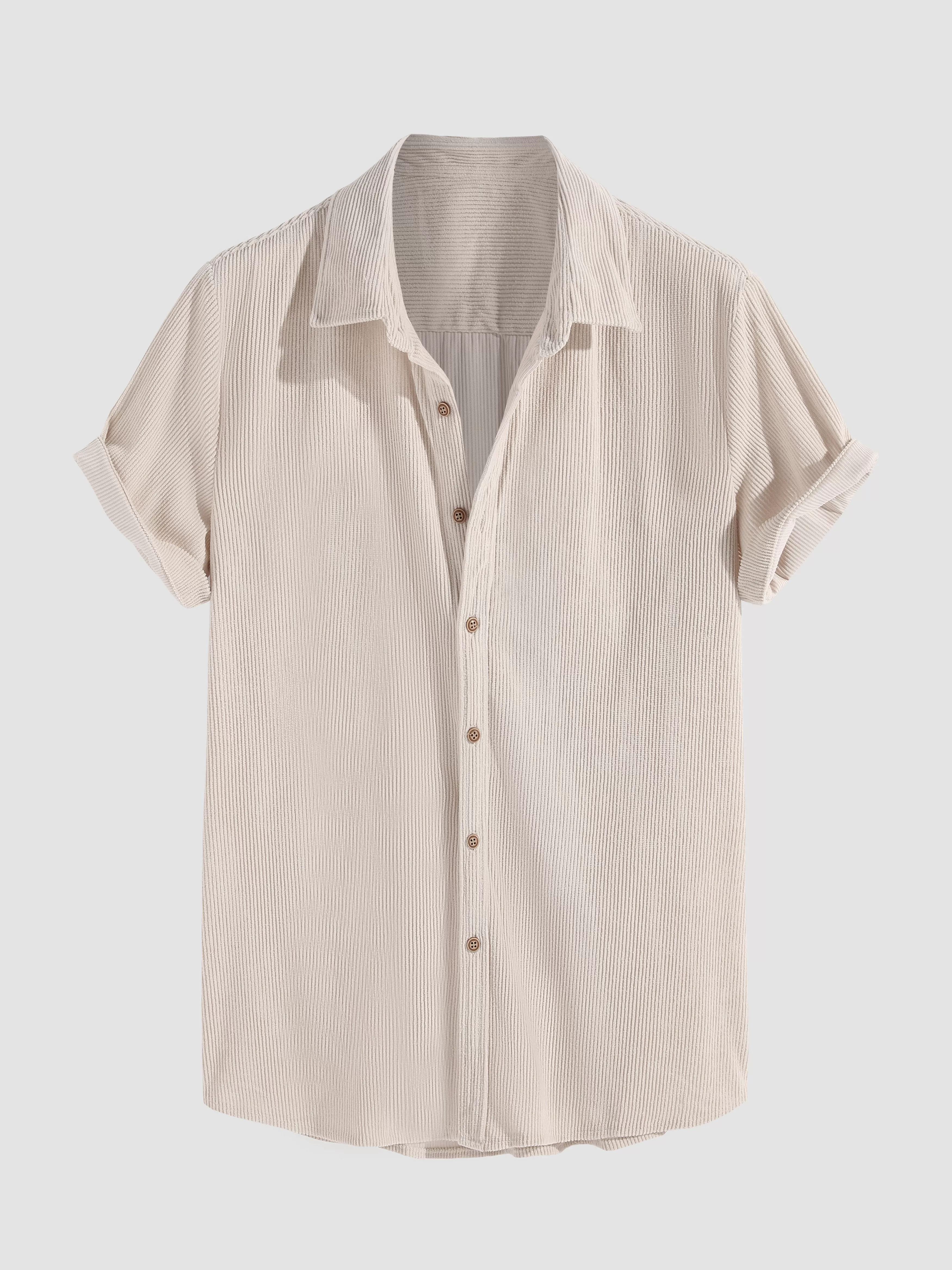 CRERI Short-Sleeved Corduroy Button Up Shirt & Shorts