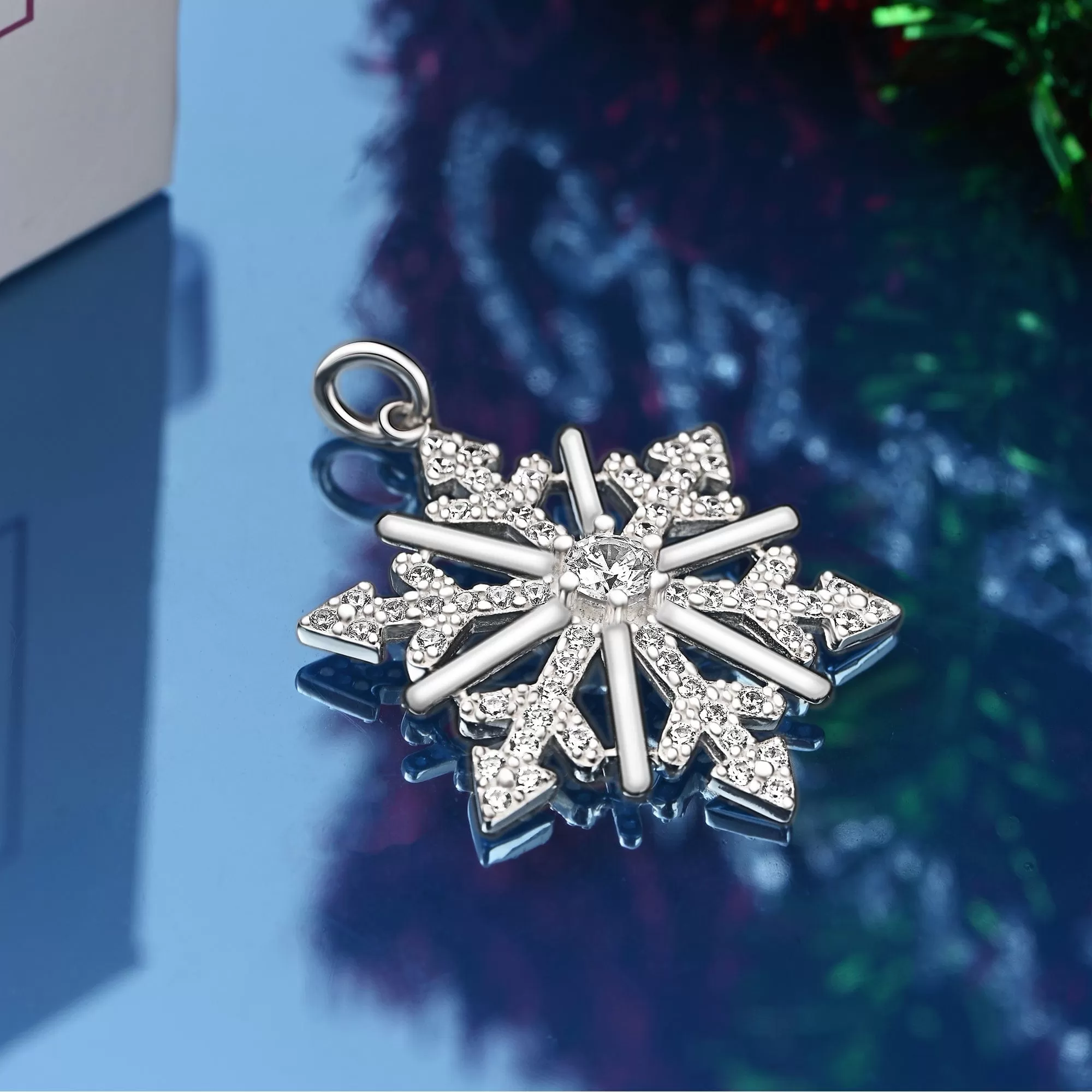 CZ Winter Star Sterling Silver Snowflake Pendant