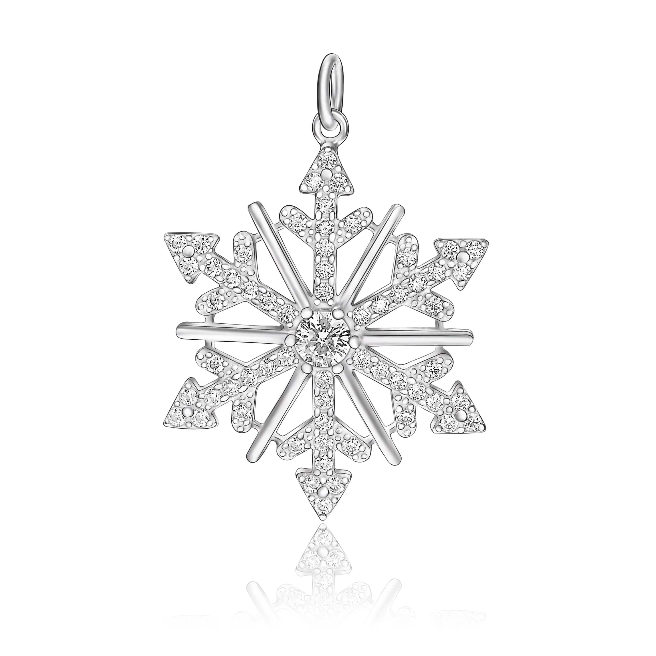 CZ Winter Star Sterling Silver Snowflake Pendant