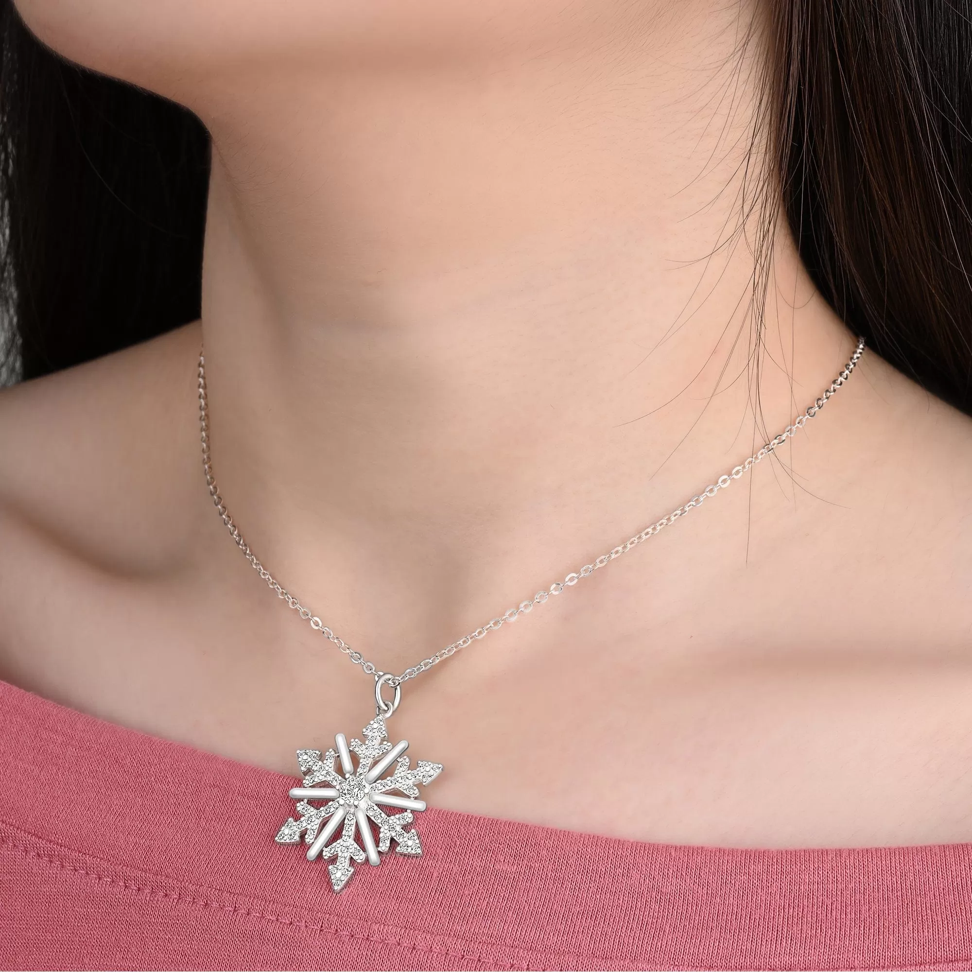 CZ Winter Star Sterling Silver Snowflake Pendant