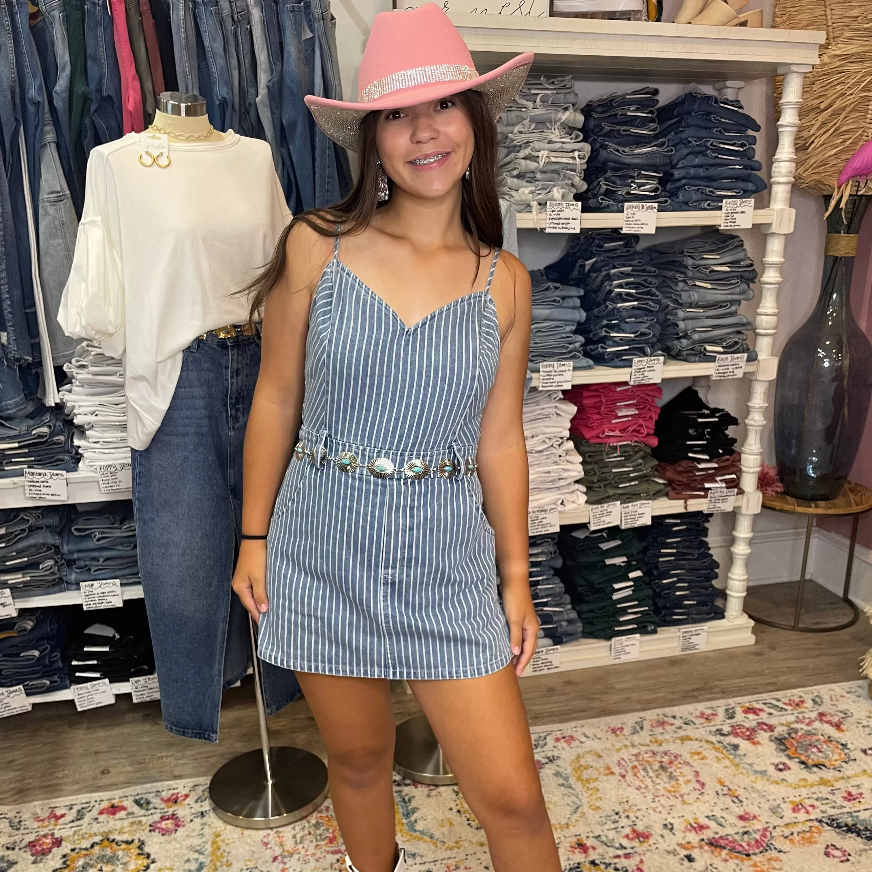 Dancing in Denim Striped Romper