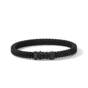 David Yurman Gents Chevron Black Rubber Bracelet with Black Titanium and Pave Black Diamonds