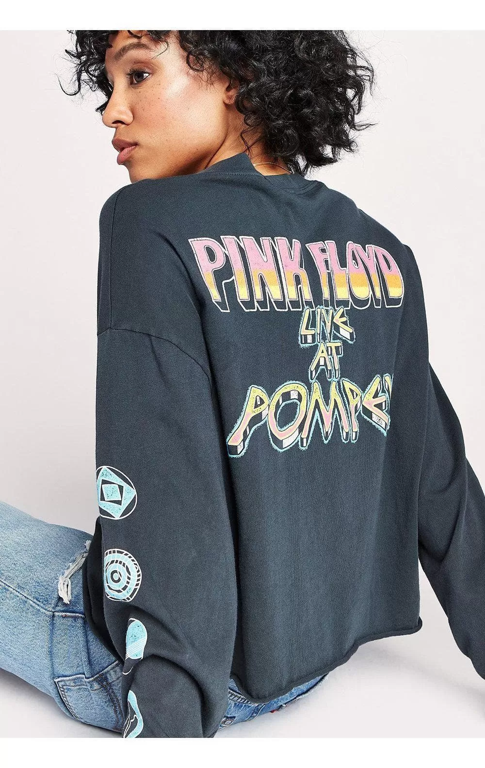 Daydreamer LA Pink Floyd Pompeii Long Sleeve Crop Top