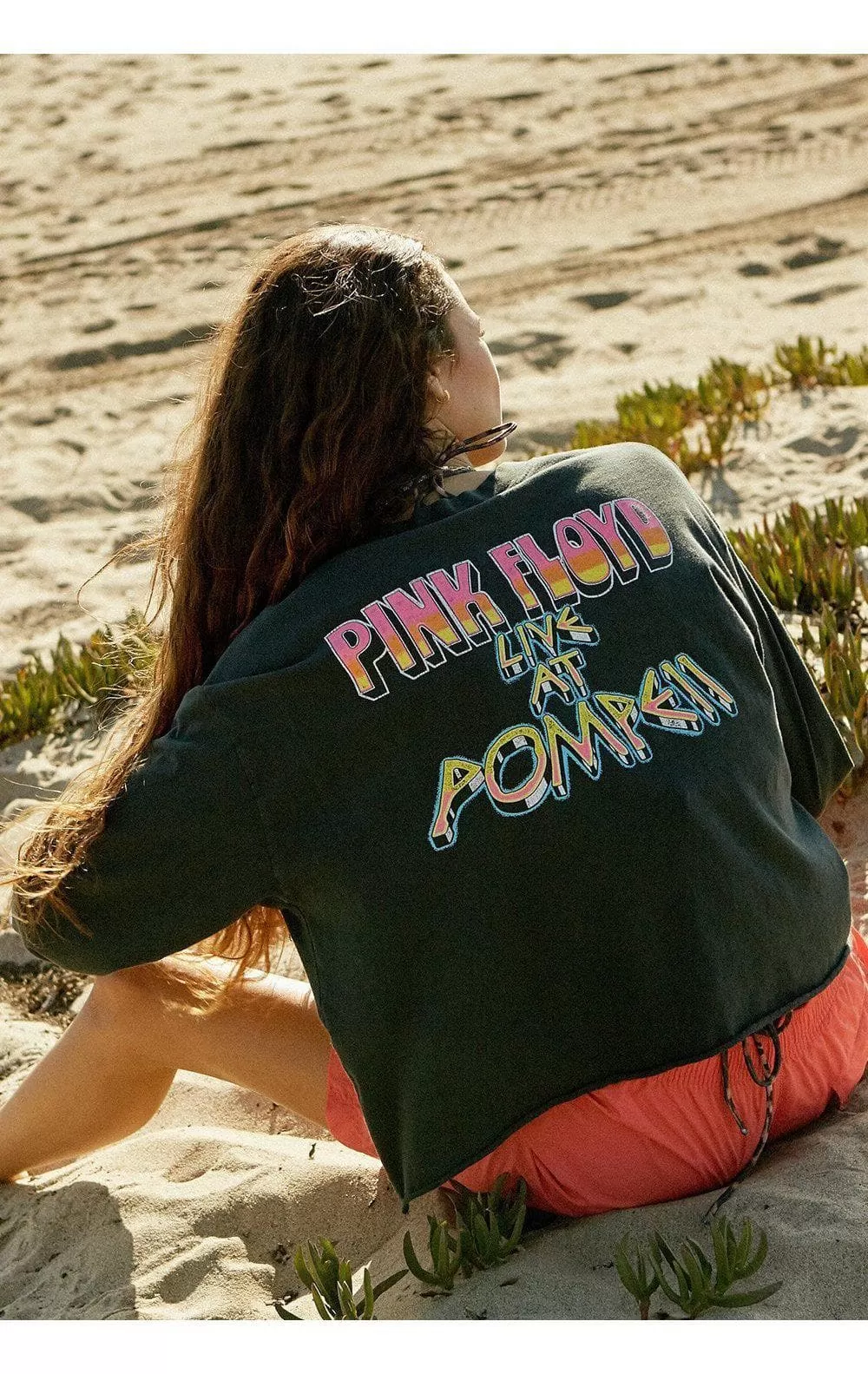 Daydreamer LA Pink Floyd Pompeii Long Sleeve Crop Top