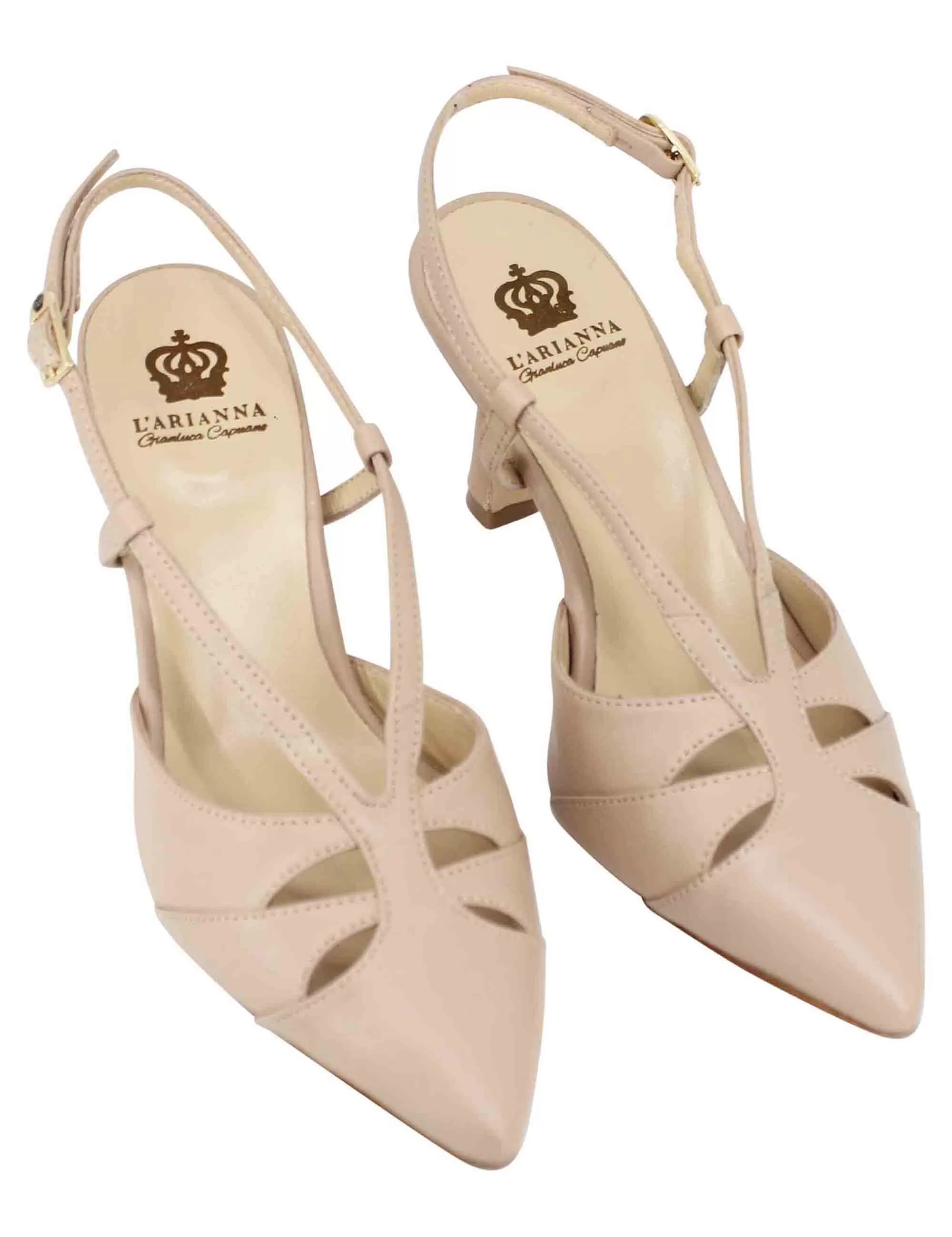 Decollete slingback donna in pelle nude tacco alto