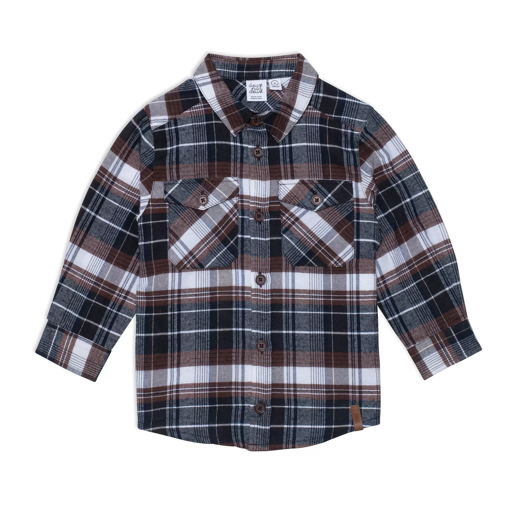 Deux Par Deux L/S Plaid Shirt _Grey E20U19-000