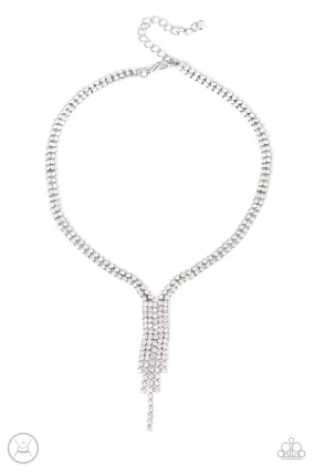 Double the Diva White Rhinestone Choker Necklace - Paparazzi Accessories