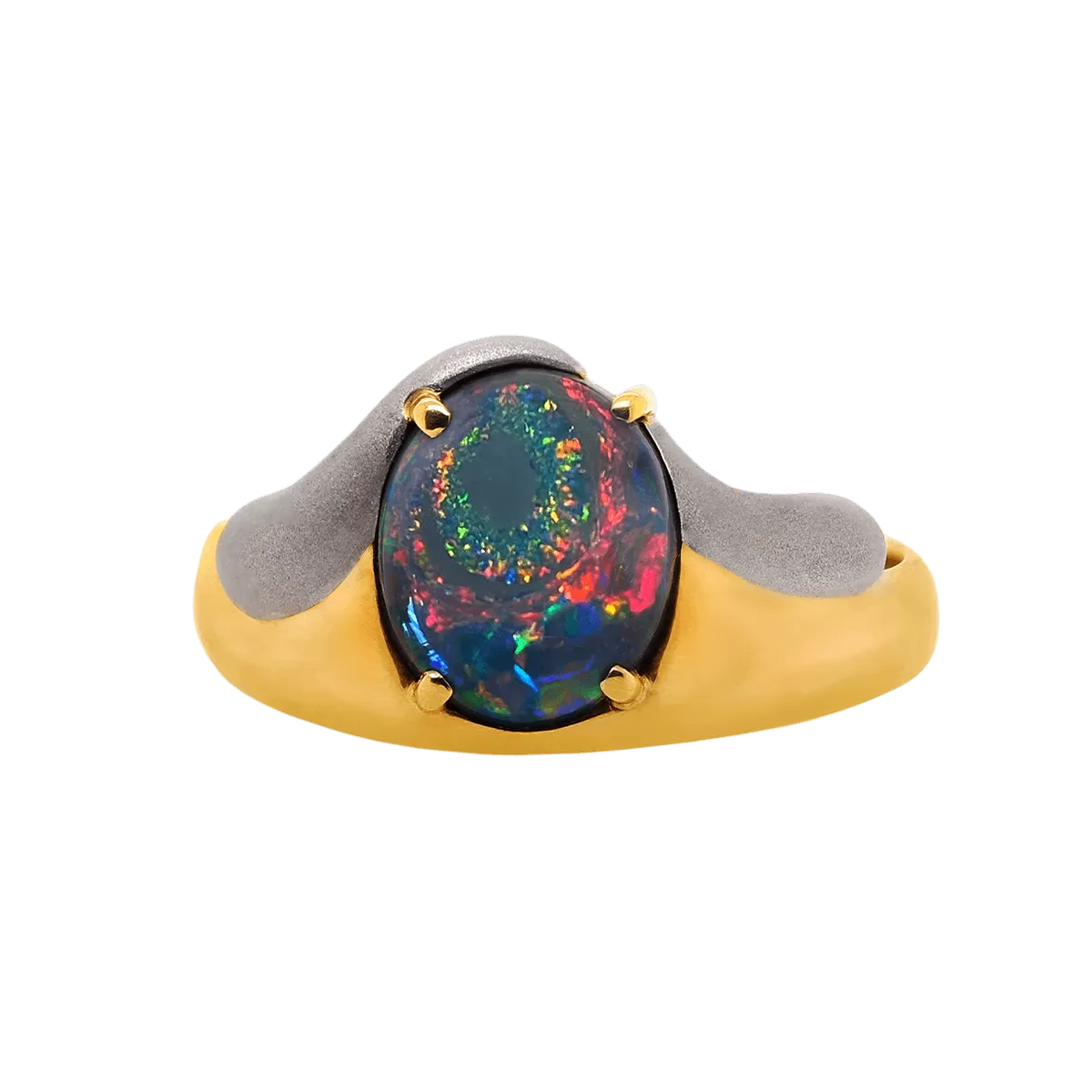 Dragon Eye Black Opal Ring