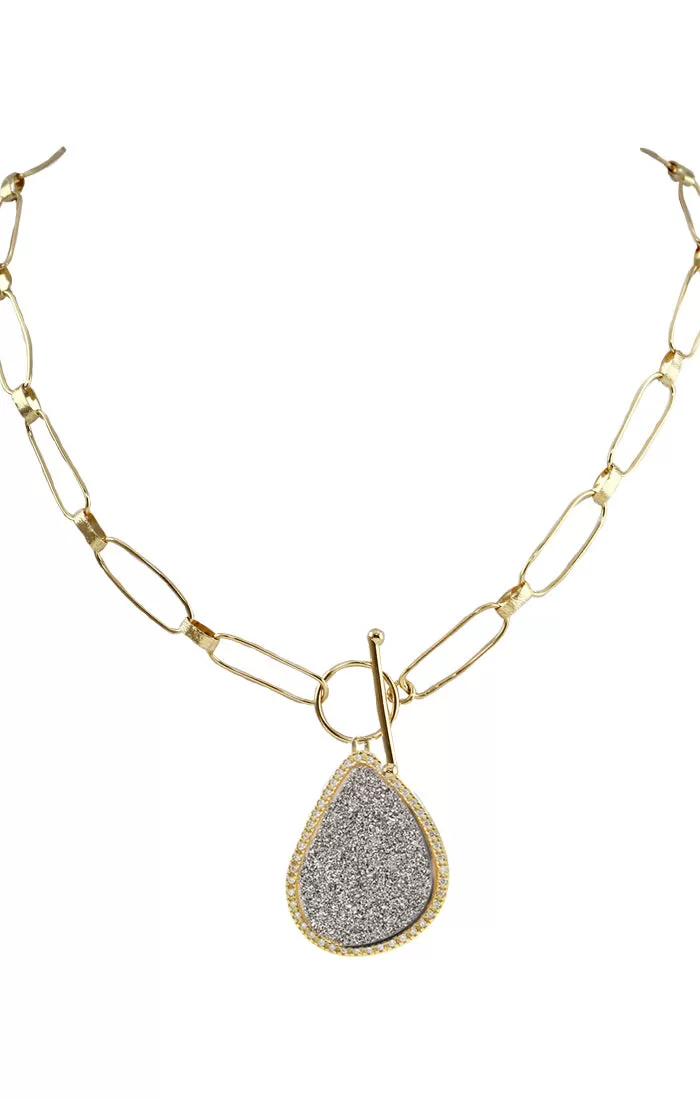 Druzy Statement Druzy T Bar Necklace