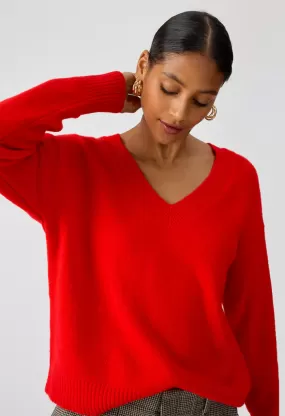 Easy Breezy V Neck Pullover-Lipstick